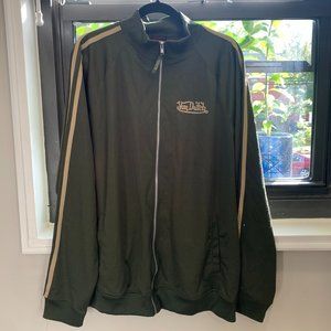 Von Dutch Pin Stripe Zip up Track Jogger Jacket Green Size XXL